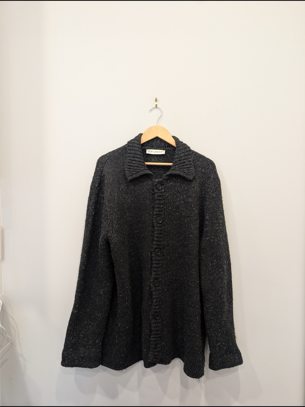 Our Legacy, Fits Large  Dark Charcoal Button-Front Knit Cardigan